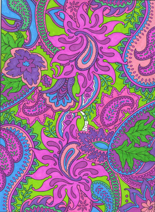 Colorful paisley design green background - a green leaf free wallpaper