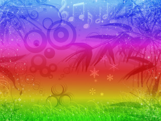 Colorful background musical notes palm - real free wallpaper