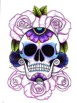 Skull roses head ring neck - its neck free wallpaper