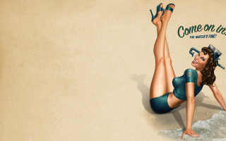 Woman beach bathing suit wine - a bottle of wine free wallpaper