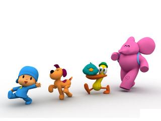 Cartoon characters running together line - a group of cartoon characters free wallpaper