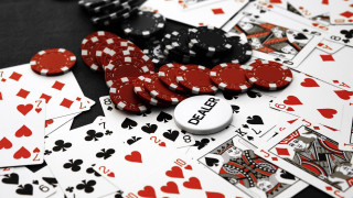Cards dices table top view 2 - top of a table free wallpaper