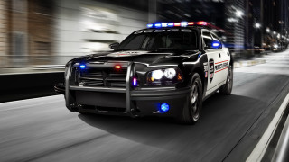 Police car city night lights - a police car free wallpaper