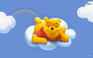 Pooh laying on cloud rainbow - furry free wallpaper