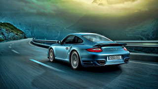 Blue sports car night road 2 - gradient light blue free wallpaper