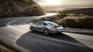 Silver car winding road mountain 2 - the horizon behind free wallpaper