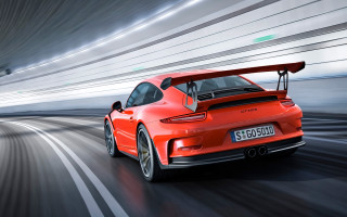 Red porsche sports car tunnel - roof free wallpaper