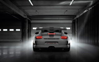 Car garage illuminated red light - its light free wallpaper
