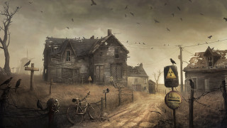 Creepy house birds flying no - ben templesmith free wallpaper