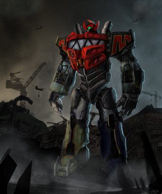 Robot red yellow face dark - mecha free wallpaper