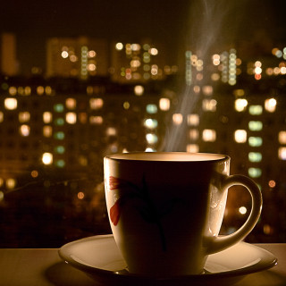 Coffee saucer city night lights - night time free wallpaper