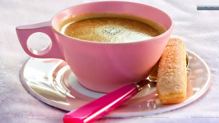 Coffee biscuit plate pink spoon - morning free wallpaper