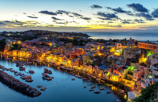 City harbor boats dusk colorful - a colorful sky free wallpaper