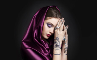 Woman tattoos purple dress hands - tattoo free wallpaper