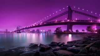 Bridge water city night lights 4 - a bridge over a body of water free wallpaper