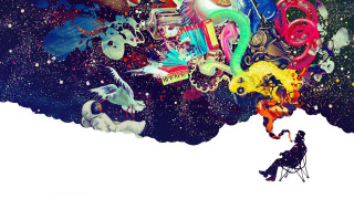 Man sitting chair painting bird - a chair in front free wallpaper