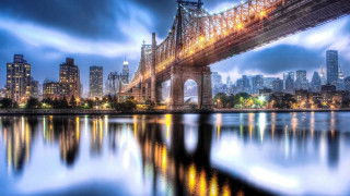 Bridge river city night lights 15 - a bridge over a river free wallpaper
