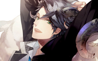 Man black hair white horse - black hair free wallpaper
