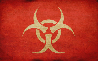 Red white biohazard sign background - a white outline free wallpaper