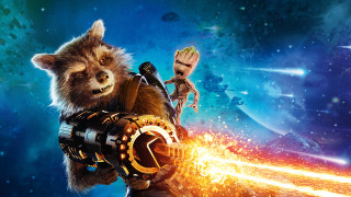 Rocket grooter space scene foreground - poster art free wallpaper
