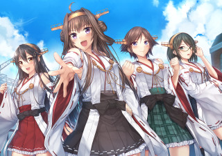 Girls school uniforms blue sky 3 - a group of girls free wallpaper