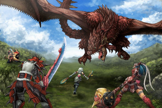 Armor dragon sword field trees - epic fantasy free wallpaper