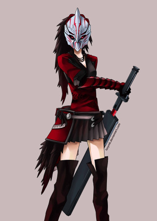 Woman red outfit gun knife - a gun and a knife free wallpaper