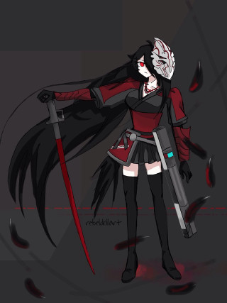 Woman red black outfit sword 2 - a sword and a sword free wallpaper