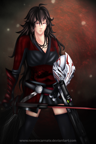 Woman red dress sword glove - anime art free wallpaper