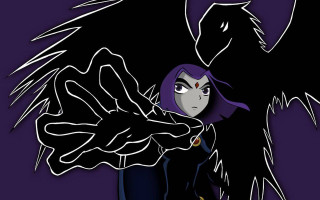 Cartoon character black bird purple - altermodern free wallpaper