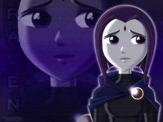 Cartoon character girl black dress - a purple background free wallpaper