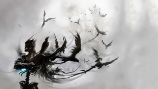 Man bird hand flying around - a painting of a man free wallpaper