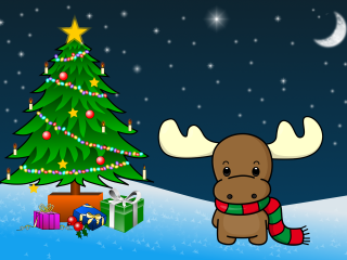 Moose scarf christmas tree present - its neck free wallpaper