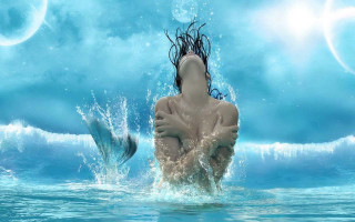 Woman dolphin water fish swimming - underwater free wallpaper