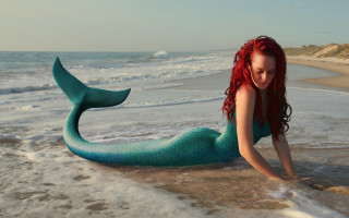 Woman red hair beach mermaid - daphne mcclure free wallpaper