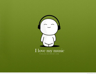 Cartoon character headphones green background - headphone free wallpaper