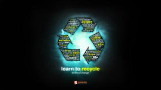 Green black recycle logo words - a poster free wallpaper for desktop