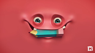Red background pencil smiling face - a pencil free wallpaper