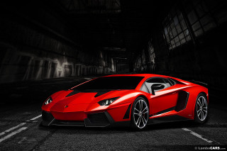 Red sports car dark tunnel 3 - a white stripe free wallpaper