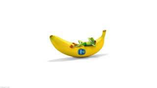 Banana frog side blue button - a frog free wallpaper