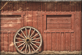 Wooden wheel red wall faded - faded free wallpaper