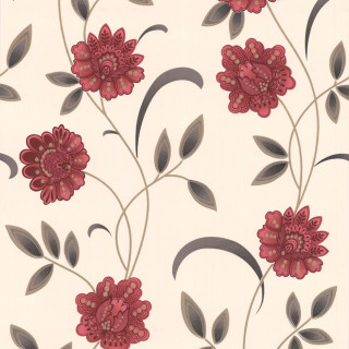 Floral wallpaper red flowers leaves - a black border free wallpaper