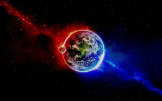 Blue red planet black background 3 - planet free wallpaper