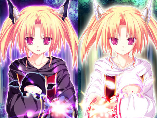 Anime characters horns cat ears - a bag free wallpaper