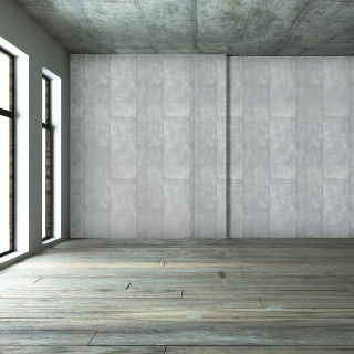 Large window wooden floor concrete - grey background free wallpaper