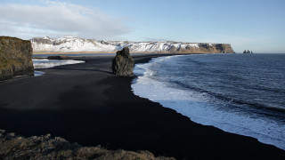 Black beach rock formation snowy - the top free wallpaper