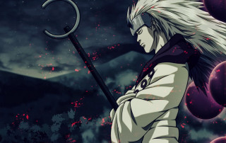 Man sword sky stars clouds - white hair free wallpaper