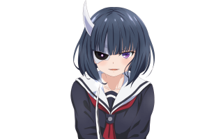 Anime black hair blue eyes 2 - a white collar free wallpaper