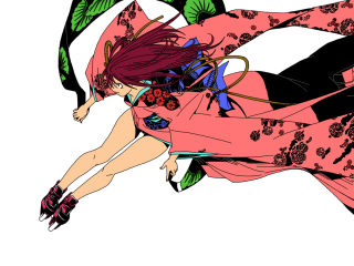 Woman pink dress flying hair 2 - flat free wallpaper
