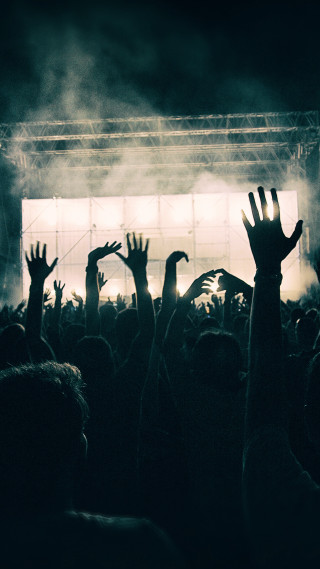 Crowd concert hands up smoke - behance hd free wallpaper